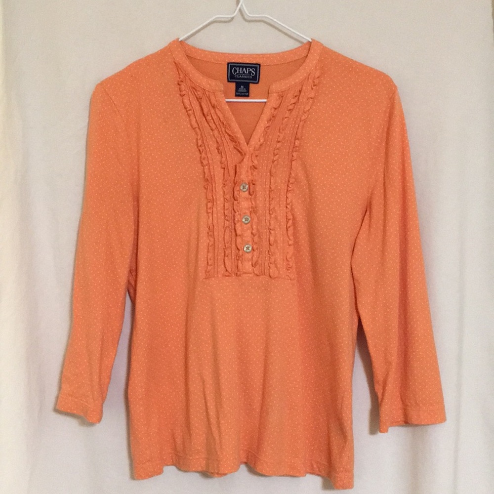 Peach polka dot shirt